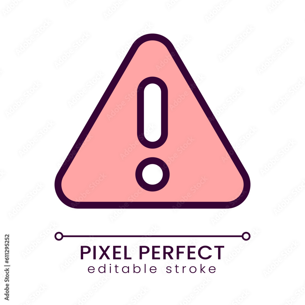 Poster warning red pixel perfect rgb color icon. risky and hazardous situation. condition, obstacle. traffi