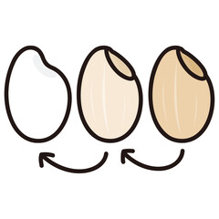 太い線で描かれたカットイラスト / 精米の過程