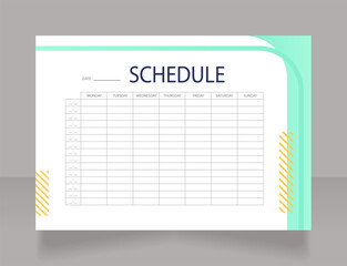 School workflow schedule worksheet design template. Printable goal setting sheet. Editable time management sample. Scheduling page for organizing personal tasks. Montserrat font used