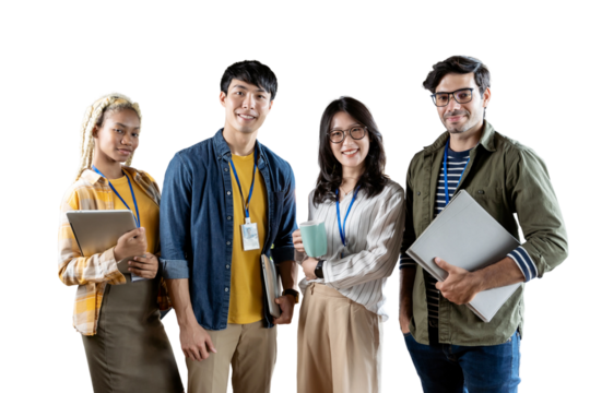 Portrait of creative business team. Hipster Creative Startup Young business people isolated white background, remove background - Powered by Adobe
