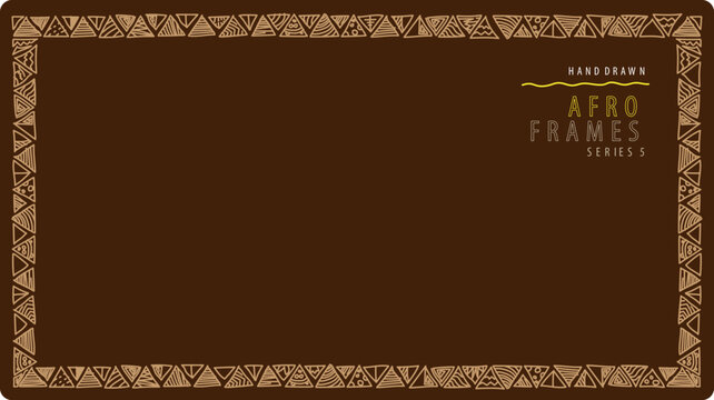 Afro background pattern, hand drawn borders