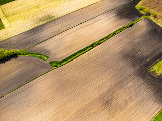 Ploughed field, aerial view