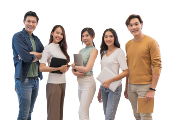 Portrait group of creative business team. Hipster Creative Startup Young business people .isolated white background, remove background