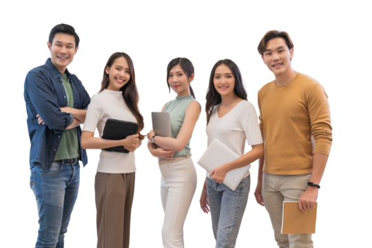 Portrait group of creative business team. Hipster Creative Startup Young business people .isolated white background, remove background