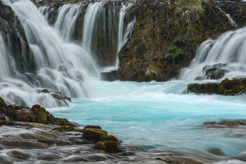 Brúarárfoss waterfall in summer (Iceland landscapes)