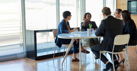 Corporate, talking and business people in a meeting for planning, discussion and legal...