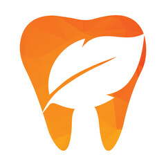 Tooth icon with shape of leaf templete
