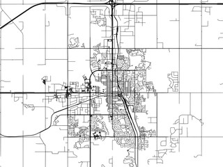 Vector road map of the city of  Grande Prairie Alberta in Canada on a white background.