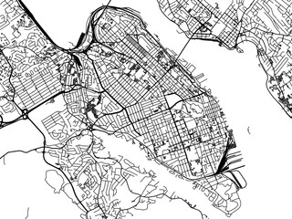 Vector road map of the city of  Halifax Center Nova Scotia in Canada on a white background.