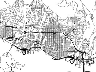 Obraz premium Vector road map of the city of North Vancouver British Columbia in Canada on a white background.
