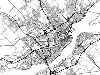 Vector road map of the city of  Quebec City Quebec in Canada on a white background.