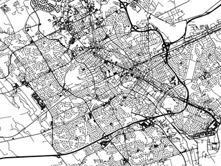 Vector road map of the city of  Kitchener Ontario in Canada on a white background.