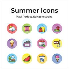 Get hold on this carefully crafted summer icons set, ready to use premium vectors