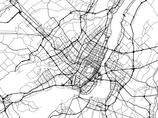 Vector road map of the city of  Montreal Quebec in Canada on a white background.