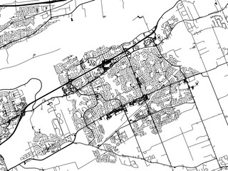 Vector road map of the city of  Orleans Ontario in Canada on a white background.