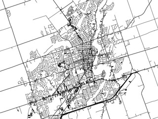 Vector road map of the city of  Peterborough Ontario in Canada on a white background.