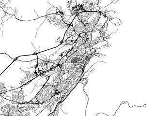 Vector road map of the city of  St. John's Newfoundland and Labrador in Canada on a white background.
