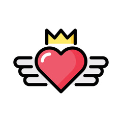heart with wings and crown line.