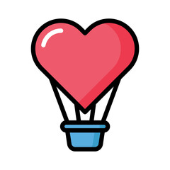 Hot air balloon icon valentines day.