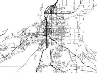 Vector road map of the city of  Vernon British Columbia in Canada on a white background.
