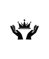 hand holding crown icon, vector best flat icon.