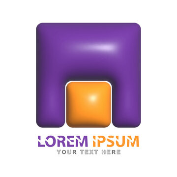 Square icon. 3D template for a logo, brand or sticker for websites, applications and thematic design