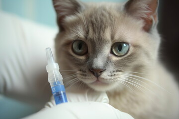 A small kitten is given a regular vaccination at vet, generative ai