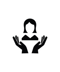 hand with girl icon, vector best flat icon.