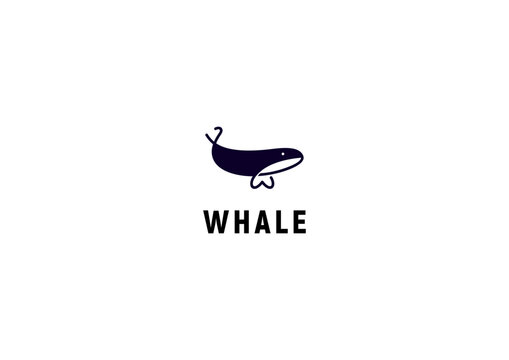 Template logo design solution with minimalist whale black and white image and lettering