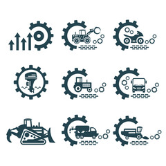A set of vector logos of transport and cars.