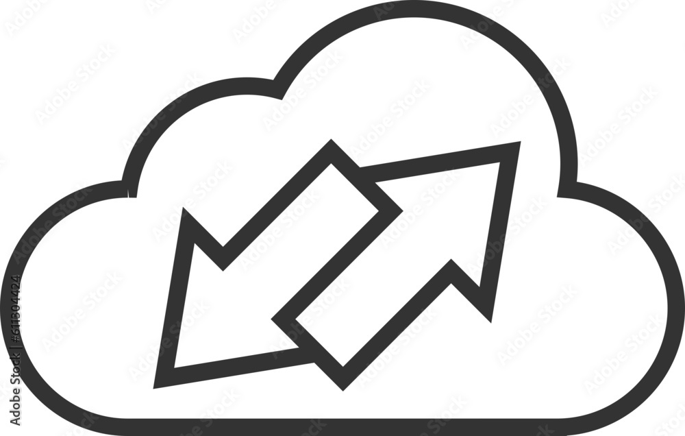 Poster technology icon vector cloud computing connection. big data global server. line design symbol.