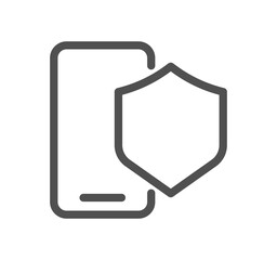 Smartphone protection related icon outline and linear symbol.