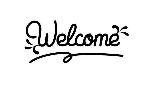 welcome animation text in black color on transparent background. easy put to any video. Alpha Channel