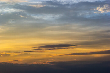 Fototapeta na wymiar sunset sky with multicolor clouds. Dramatic twilight sky background