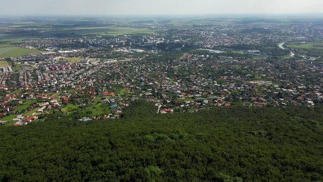 Cityscape view of Nitra, massive city near Zobor Mountain, Slovakia, 4k