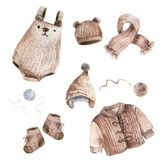 Cute Knitted Baby Clothes Gender Neutral Set, boho style.