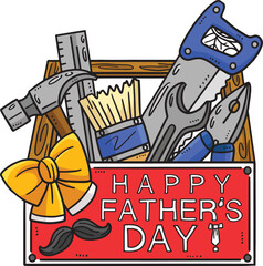 Happy Fathers Day Toolbox Cartoon Colored Clipart