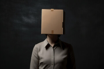 Person with a box instead of face, representing the concept of indifference or apathy. Generative AI
