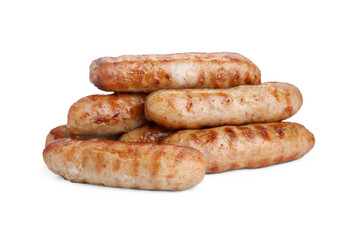 Tasty fresh grilled sausages isolated on white