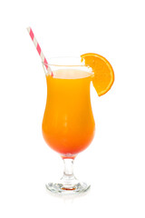 Tequila sunrise drink on white background