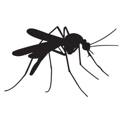Mosquito Vector Silhouette Illustration, Flat Vector Silhouette Clipart.