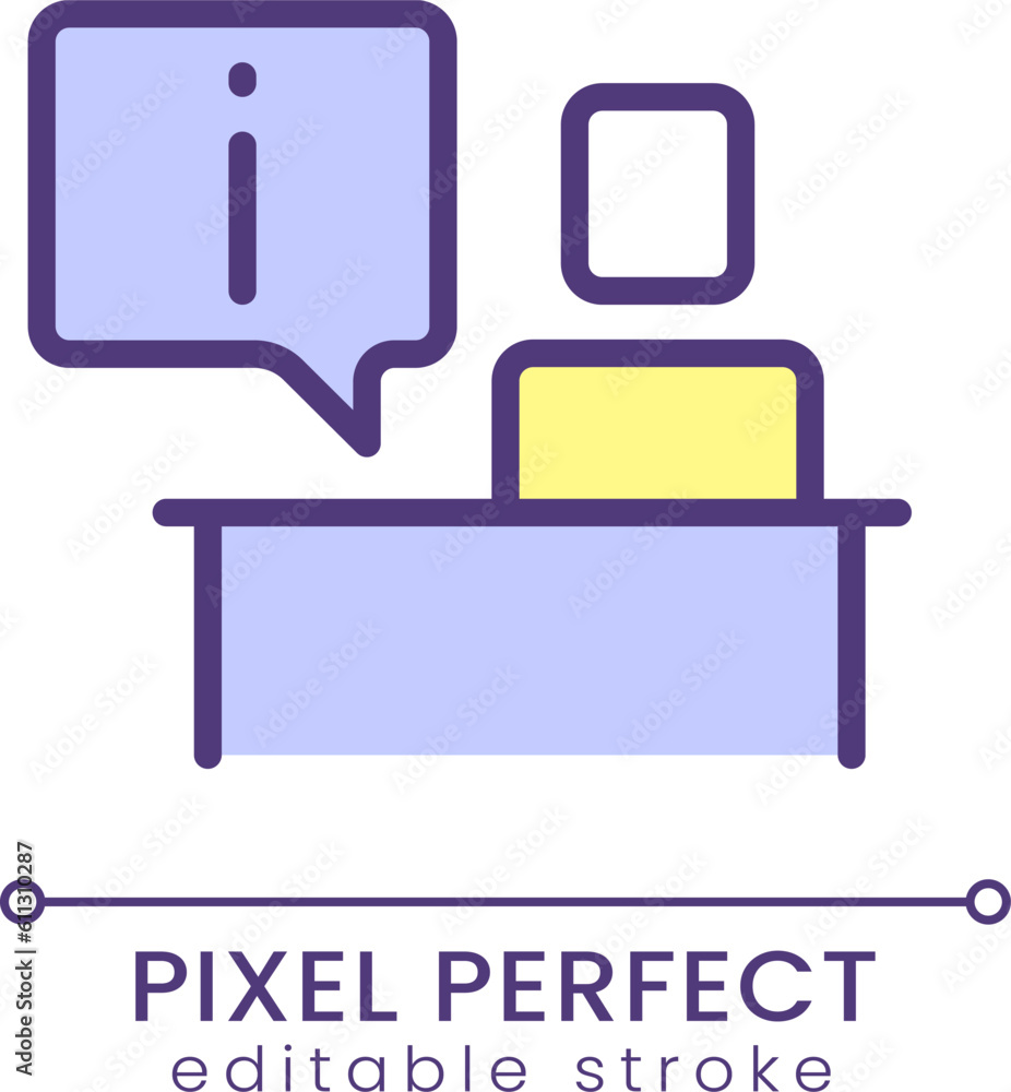 Poster information desk pixel perfect rgb color icon. helpdesk service for clients. customer consulting. is