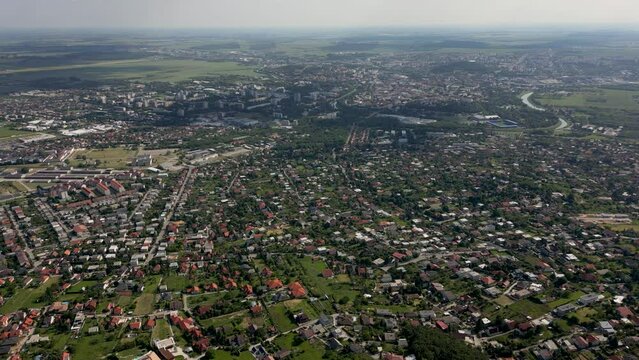 Gorgeous drone footage of Nitra, big city at the foot of Zobor mountain, 4k