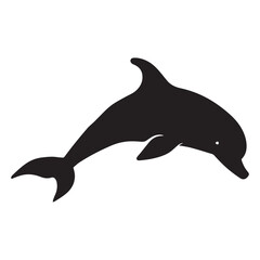 Dolphin Vector Silhouette Illustration Black Color, Dolphin Fish Vector Clipart.