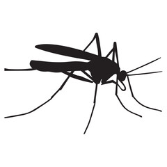 Mosquito Vector Silhouette Illustration, Flat Vector Silhouette Clipart.