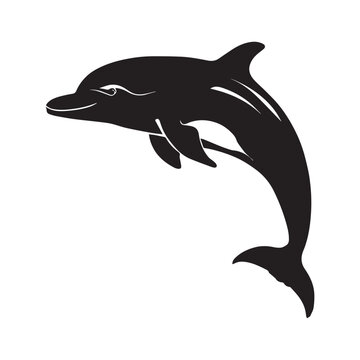 Dolphin Vector Silhouette Illustration Black Color, Dolphin Fish Vector Clipart.