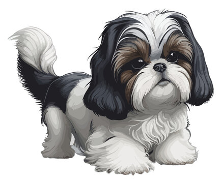 Cute Shih Tzu , Cartoon Dog , Small Dog 