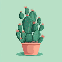 ilustration of  a Cute cactus created by Generative AI. Watercolor style.