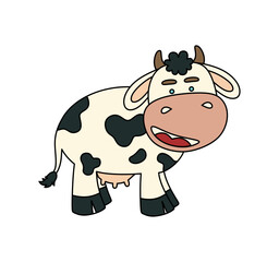 Cow Doodle Vector color illustration Isolated on white background