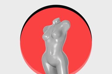 Digital collage with a female mannequin	